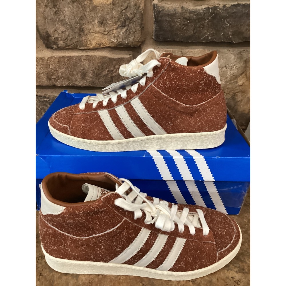 Adidas Jabbar Leather Brown White Lace Up Sneakers JP6510 Mens 9.5 Womens 10.5